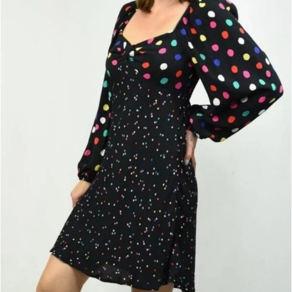 Rixo X Target Polka Dot Puff Sleeve Ruched Back Mini Dress - Picture 1 of 9